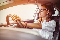 Woman driving car